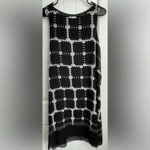 Max Studio (vintage) black & gray pattern, lined pullover dress, women’s.